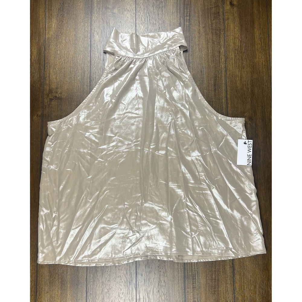 Nine West Metallic Pearl Halter Tank Top